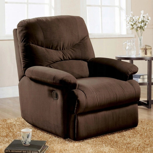 Arcadia Chocolate Microfiber Recliner (Motion) - Levi's Discount Furniture (Vineland, NJ)