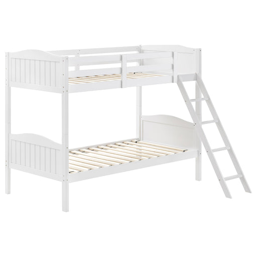 Arlo Twin Over Twin Bunk Bed with Ladder White image