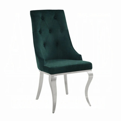 Dekel Green Fabric & Stainless Steel Side Chair - Levi's Discount Furniture (Vineland, NJ)