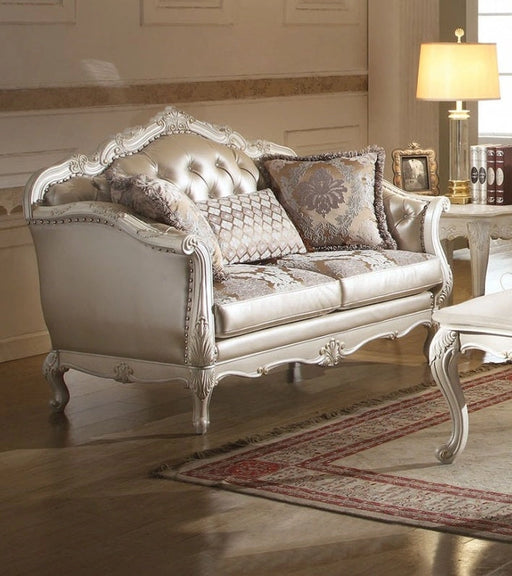 Acme Chantelle Loveseat w/3 Pillows in Pearl White 53541 - Levi's Discount Furniture (Vineland, NJ)