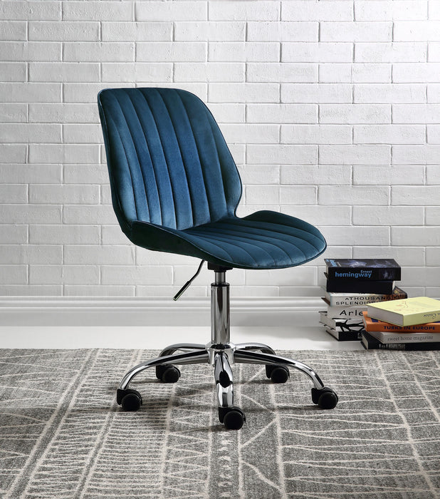 Muata Twilight Blue Velvet & Chrome Office Chair - Levi's Discount Furniture (Vineland, NJ)