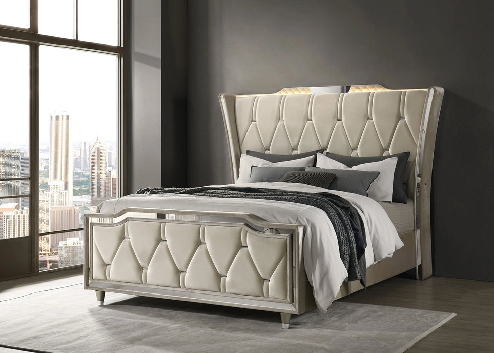 Lorient Wingback Bed with LED Lighting - Levi's Discount Furniture (Vineland, NJ)