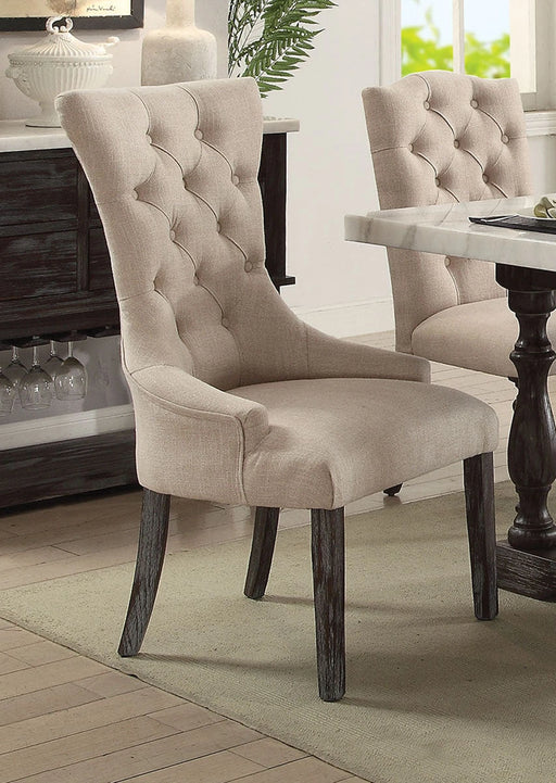 Acme Furniture Gerardo Upholstered Arm Chair in Beige and Espresso (Set of 2) 60823 - Levi's Discount Furniture (Vineland, NJ)