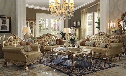Dresden Bone PU & Gold Patina Sofa w/4 Pillows - Levi's Discount Furniture (Vineland, NJ)