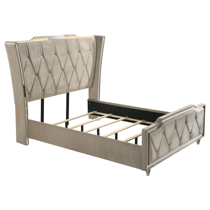 Lorient Wingback Bed with LED Lighting - Levi's Discount Furniture (Vineland, NJ)