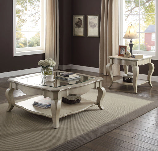 Chelmsford Antique Taupe & Clear Glass Coffee Table - Levi's Discount Furniture (Vineland, NJ)