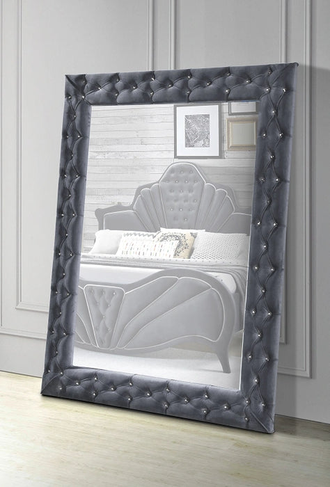 Dante Gray Velvet Accent Floor Mirror - Levi's Discount Furniture (Vineland, NJ)
