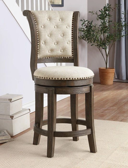 Glison Beige Fabric & Walnut Counter Height Chair (1Pc) - Levi's Discount Furniture (Vineland, NJ)