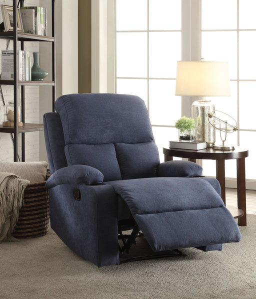 Rosia Blue Velvet Recliner (Motion) - Levi's Discount Furniture (Vineland, NJ)