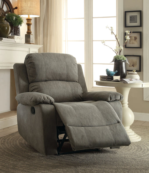 Bina Gray Polished Microfiber Recliner (Motion) - Levi's Discount Furniture (Vineland, NJ)