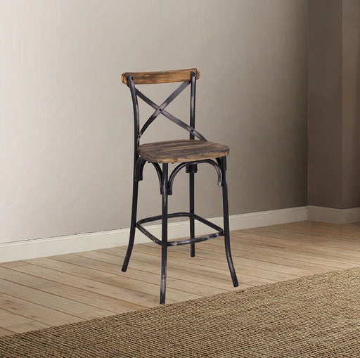 Zaire Antique Black & Antique Oak Bar Chair (1Pc) - Levi's Discount Furniture (Vineland, NJ)