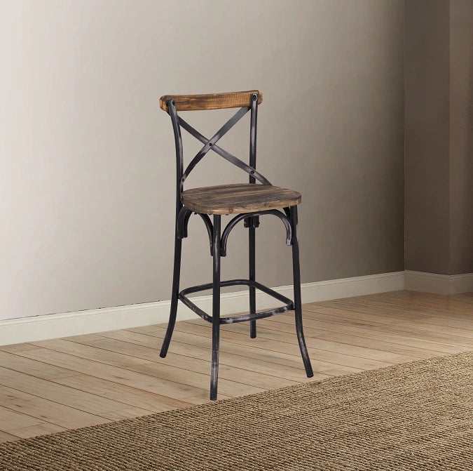Zaire Antique Black & Antique Oak Bar Chair (1Pc)