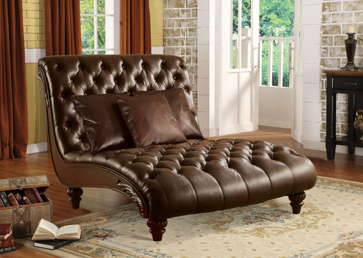 Anondale 2-Tone Brown PU Chaise & 3Pillows - Levi's Discount Furniture (Vineland, NJ)
