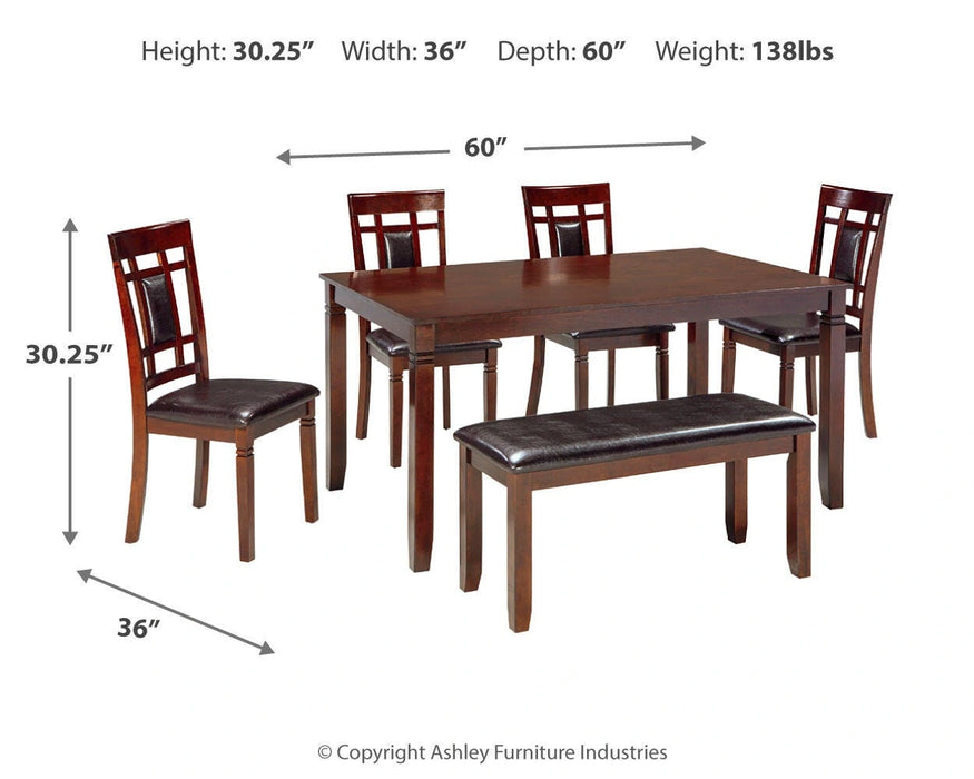 Bennox Dining Table and Chairs with Bench (Set of 6) - Levi's Discount Furniture (Vineland, NJ)