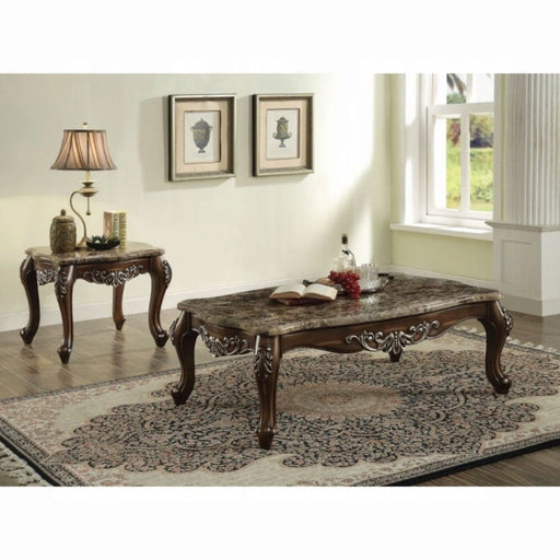 Latisha Marble & Antique Oak Coffee Table - Levi's Discount Furniture (Vineland, NJ)