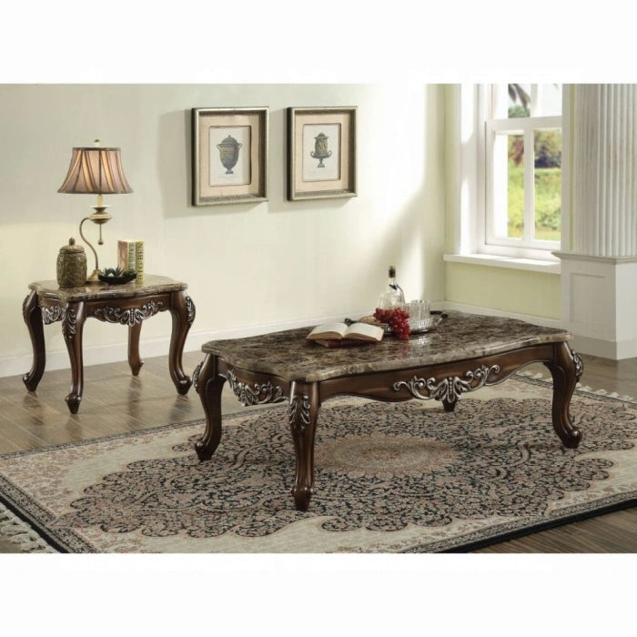 Latisha Marble & Antique Oak Coffee Table - Levi's Discount Furniture (Vineland, NJ)