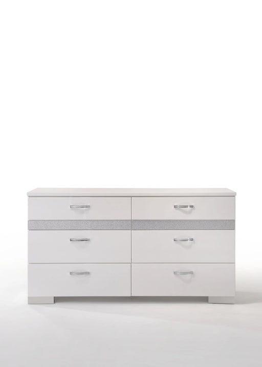 Naima II White High Gloss Dresser - Levi's Discount Furniture (Vineland, NJ)