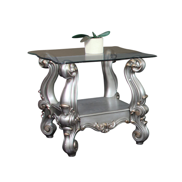 Versailles Antique Platinum & Clear Glass End Table - Levi's Discount Furniture (Vineland, NJ)