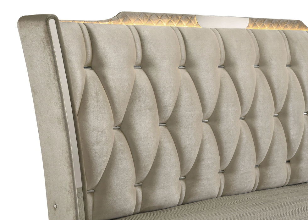 Lorient Wingback Bed with LED Lighting - Levi's Discount Furniture (Vineland, NJ)