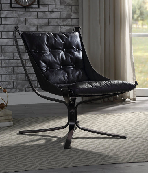 Carney Vintage Blue Top Grain Leather Accent Chair - Levi's Discount Furniture (Vineland, NJ)