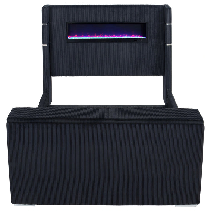 Tisdall Wingback TV Bed with Flame Visualizer - Levi's Discount Furniture (Vineland, NJ)