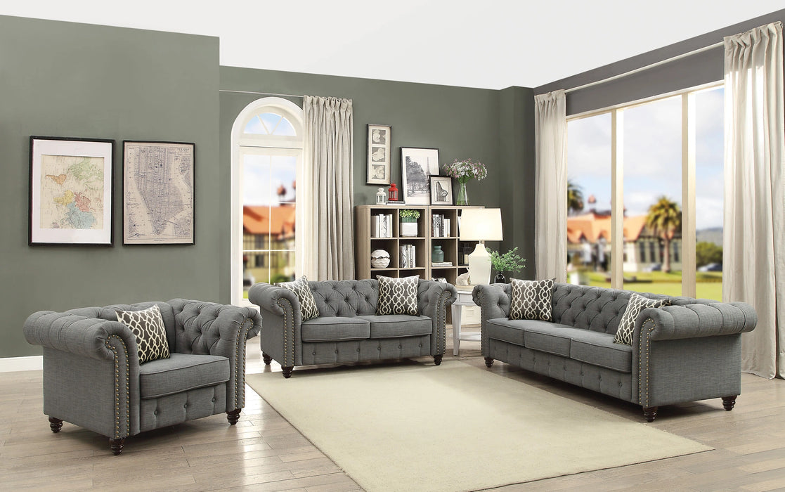 Aurelia Gray Linen Sofa w/2 Pillows - Levi's Discount Furniture (Vineland, NJ)