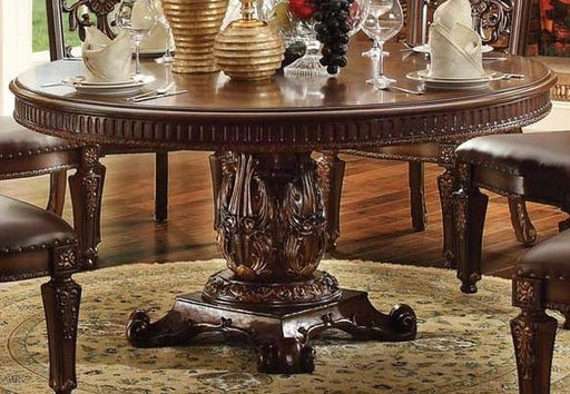 Acme Vendome Single Pedestal Round Dining Table with 60"D Table Top in Cherry 62015 - Levi's Discount Furniture (Vineland, NJ)