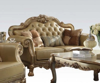 Acme Dresden Loveseat w/ 3 Pillows in Gold Patina 53161 - Levi's Discount Furniture (Vineland, NJ)