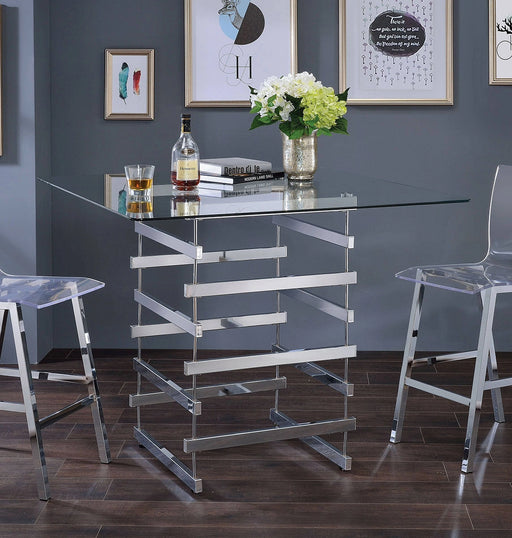 Acme Furniture Nadie Square Counter Height Table in Chrome 72590 - Levi's Discount Furniture (Vineland, NJ)