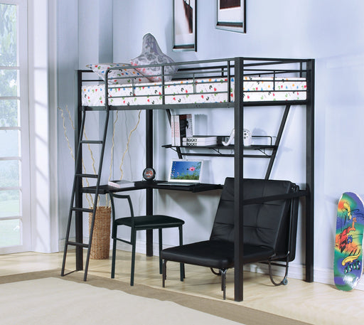 Senon Silver & Black Loft Bed & Desk - Levi's Discount Furniture (Vineland, NJ)