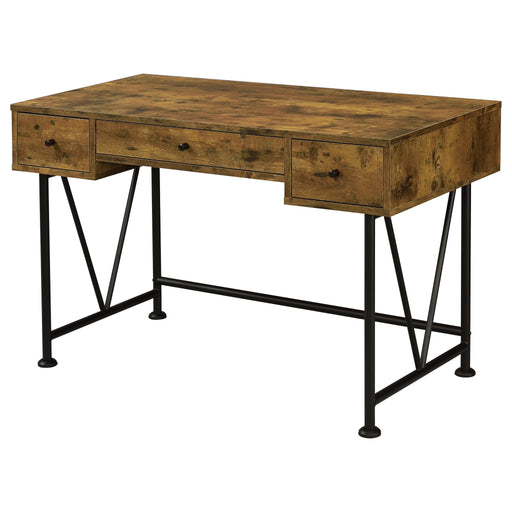 Analiese 3-drawer Writing Desk Antique Nutmeg and Black - Levi's Discount Furniture (Vineland, NJ)