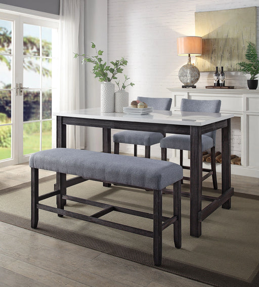 Yelena Marble & Weathered Espresso Counter Height Table - Levi's Discount Furniture (Vineland, NJ)