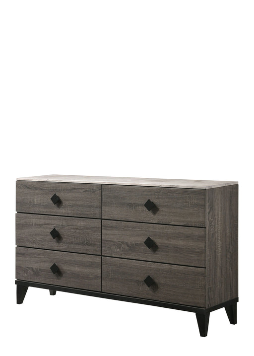 Avantika Faux Marble & Rustic Gray Oak Dresser - Levi's Discount Furniture (Vineland, NJ)
