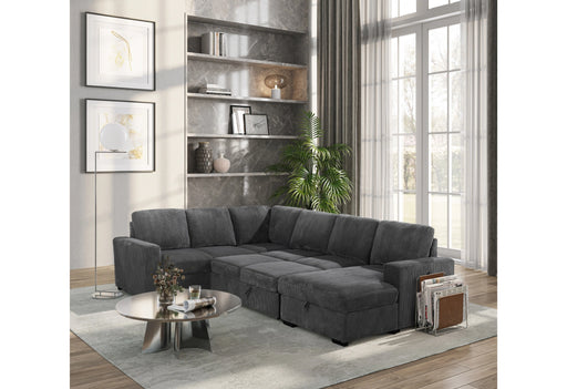 U2660 Grey Sectional W/Pull Out Sofa Bed