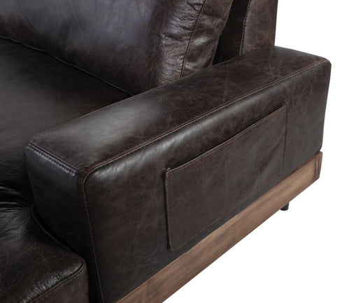 Silchester Oak & Distress Chocolate Top Grain Leather Sofa - Levi's Discount Furniture (Vineland, NJ)