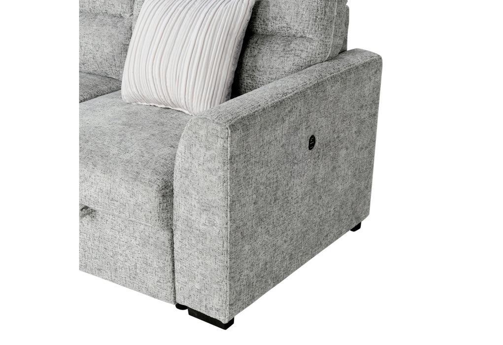 U9401 Nickel Sofa Bed Sectional with 3 Pillows and Ottoman