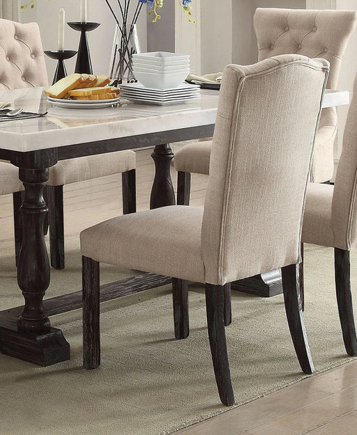 Acme Furniture Gerardo Upholstered Side Chair in Beige and Espresso (Set of 2) 60822 - Levi's Discount Furniture (Vineland, NJ)