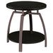 Dacre Round End Table Dark Grey and Black Nickel image