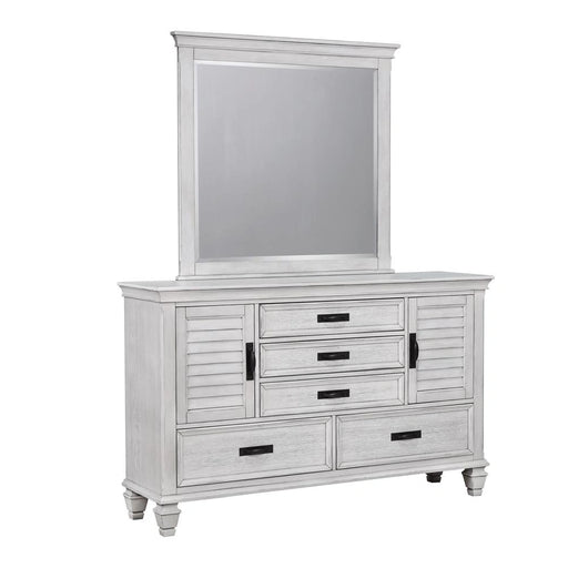 Franco Rectangular Dresser Mirror Antique White - Levi's Discount Furniture (Vineland, NJ)