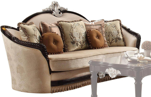 Acme Furniture Ernestine Loveseat with 6 Pillows in Tan and Black 52111 - Levi's Discount Furniture (Vineland, NJ)