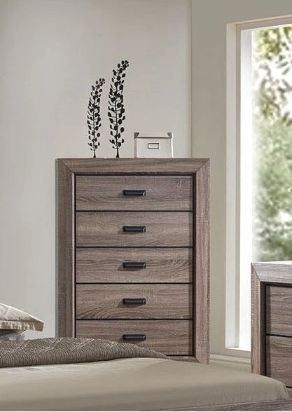 Acme Lyndon 5-Drawer Chest in Weathered Gray Grain 26026 - Levi's Discount Furniture (Vineland, NJ)