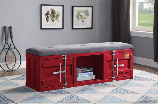 Cargo Gray Fabric & Red Bench (Storage) - Levi's Discount Furniture (Vineland, NJ)