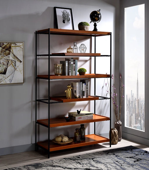 Oaken Honey Oak & Black Bookshelf - Levi's Discount Furniture (Vineland, NJ)