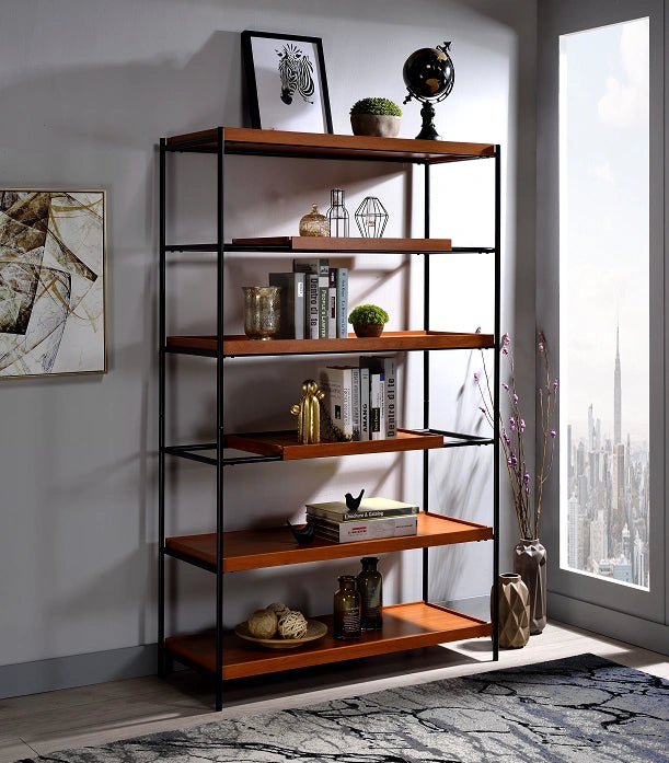 Oaken Honey Oak & Black Bookshelf - Levi's Discount Furniture (Vineland, NJ)