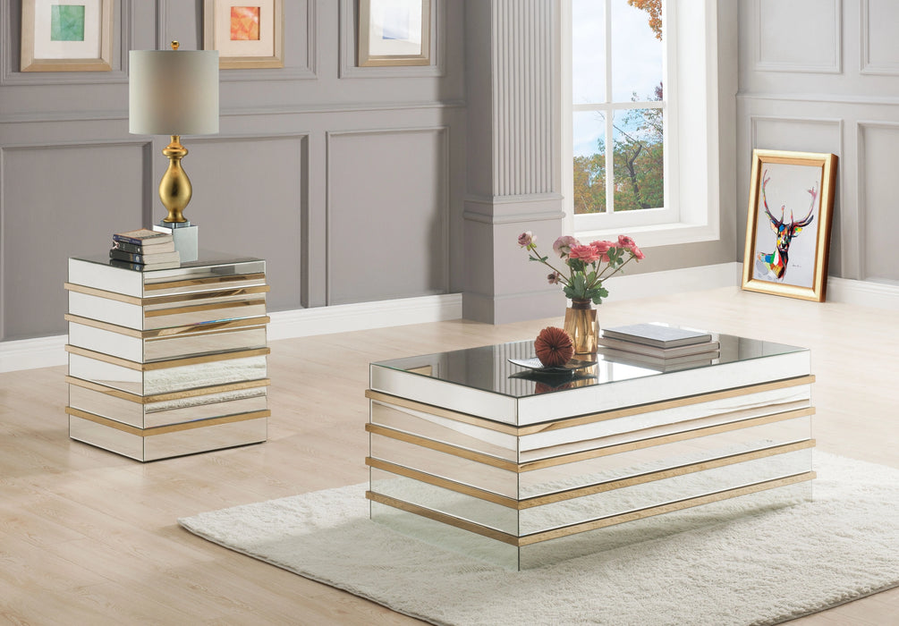 Osma Mirrored & Gold Coffee Table - Levi's Discount Furniture (Vineland, NJ)