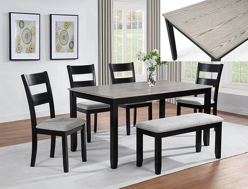 Lester 6-Pk Dining W/Bench L.Grey - Levi's Discount Furniture (Vineland, NJ)