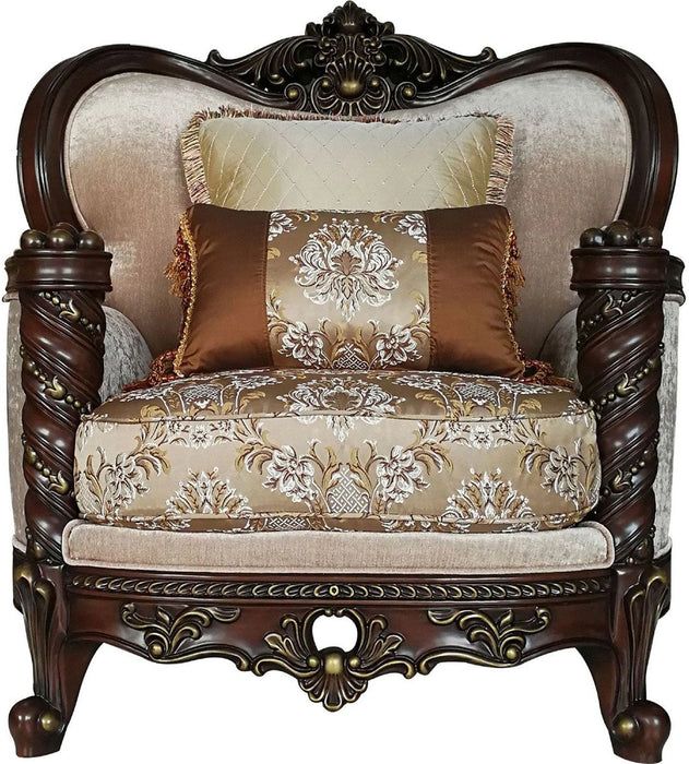 Acme Furniture Devayne Chair with 2 Pillows in Dark Walnut 50687 - Levi's Discount Furniture (Vineland, NJ)