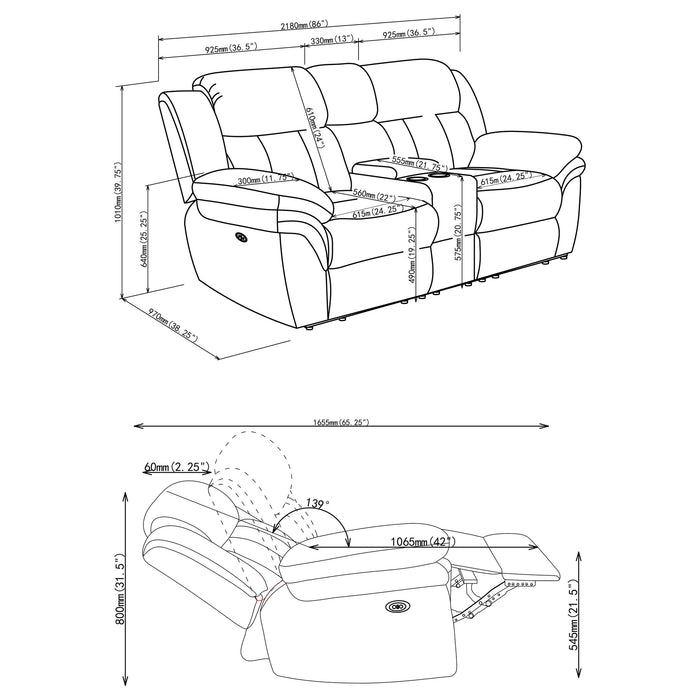 Bahrain Power Reclining Loveseat - Levi's Discount Furniture (Vineland, NJ)