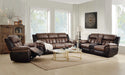 Jaylen Toffee & Espresso Polished Microfiber Sofa (Motion) - Levi's Discount Furniture (Vineland, NJ)