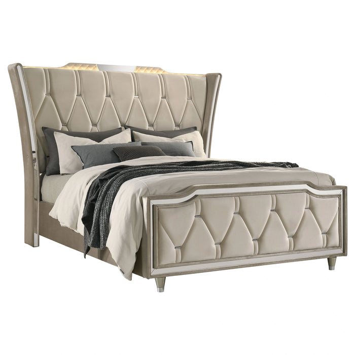 Lorient Wingback Bed with LED Lighting - Levi's Discount Furniture (Vineland, NJ)